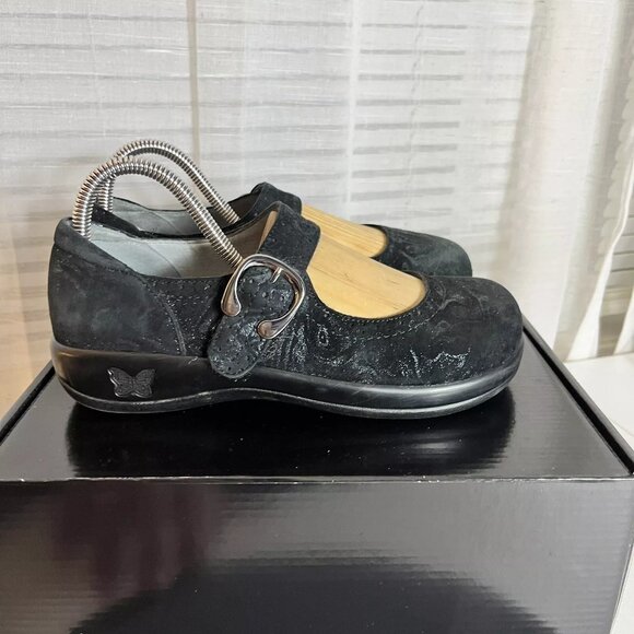 Alegria Kourtney Slickery‎ Clogs Comfort Shoes Women Size 37 Black Suede Leather - Picture 6 of 12